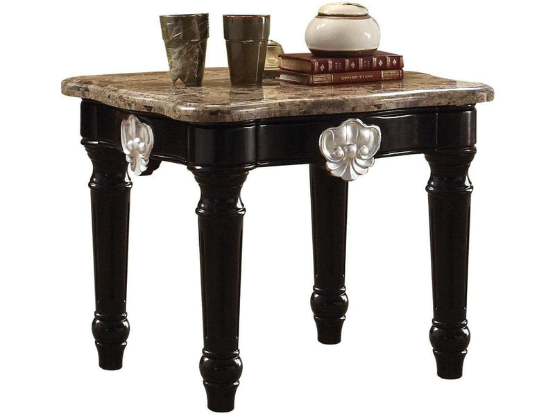 Ernestine End Table in Marble/Black - Ornate Home