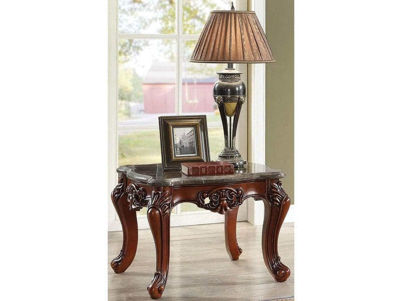 Eustoma End Table in Marble/Walnut - Ornate Home