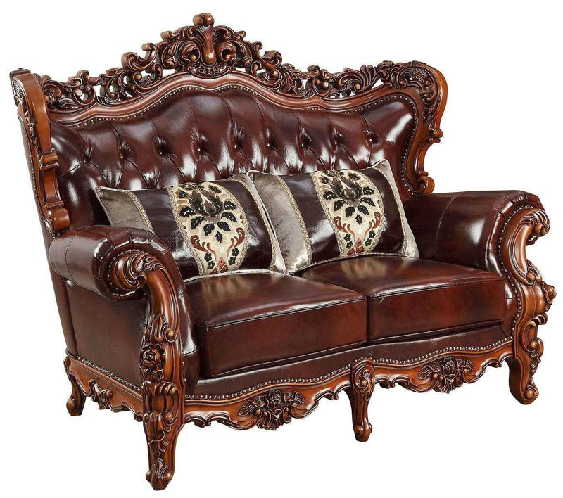 Acme Furniture Eustoma Loveseat in Cherry and Walnut 53066 - Ornate Home