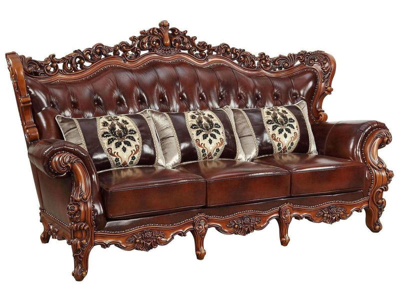 Acme Furniture Eustoma Sofa in Cherry and Walnut 53065 - Ornate Home