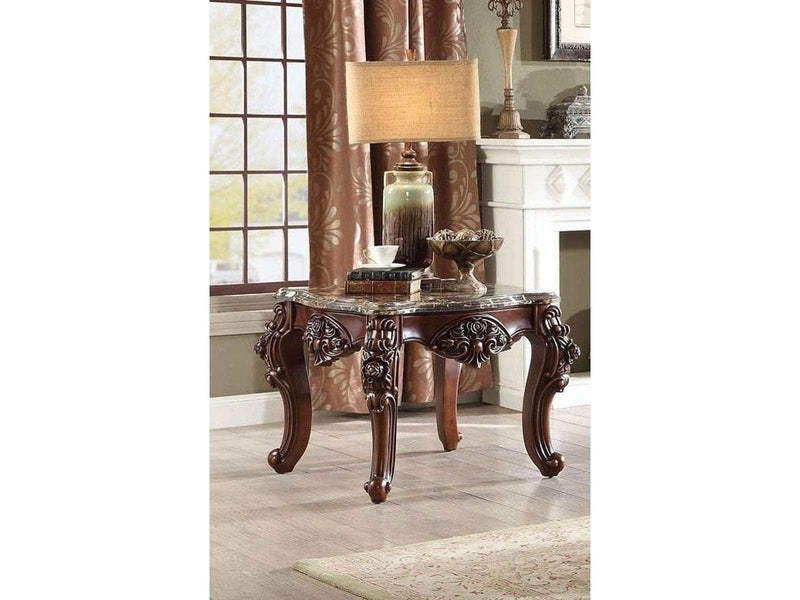 Forsythia End Table in Marble/Walnut - Ornate Home