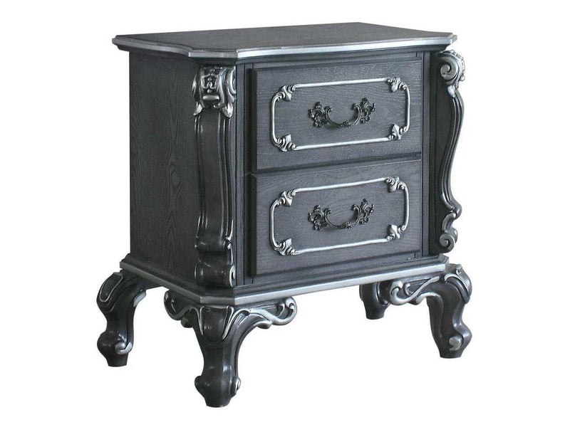 Acme Furniture House Delphine 2 Drawer Nightstand in Charcoal 28833 - Ornate Home