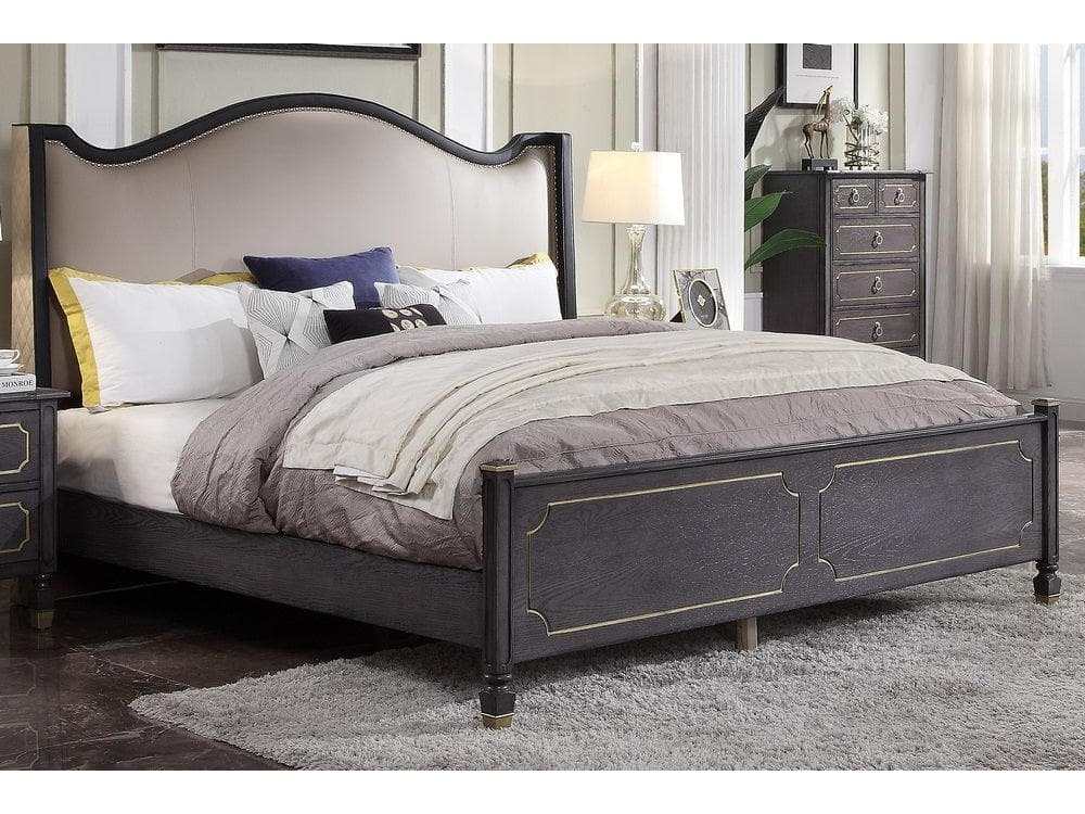 House Marchese California King Upholstered Panel Bed in Tobacco 28894CK - Ornate Home