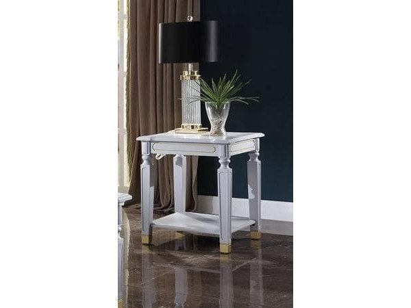 Acme Furniture House Marchese End Table in Pearl Gray 88867 - Ornate Home