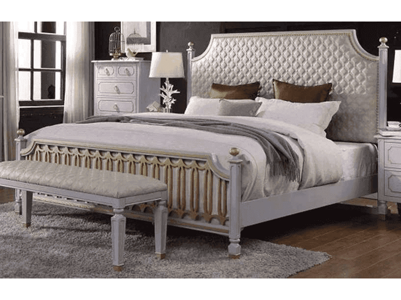 House Marchese King Low Post Bed in Pearl Gray - Ornate Home