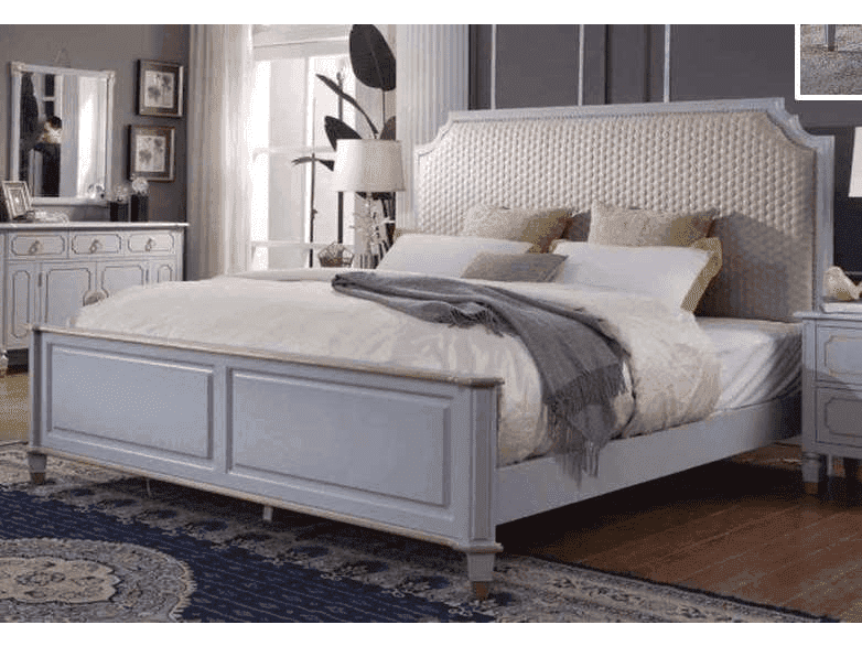 House Marchese King Panel Bed in Pearl Gray - Ornate Home