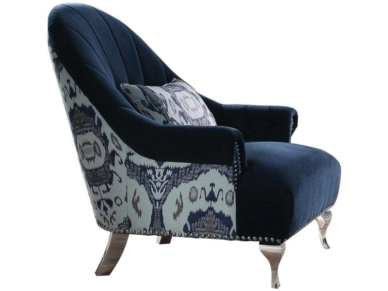 Acme Furniture Jaborosa Chair with 1 Pillow in Blue 50347 - Ornate Home