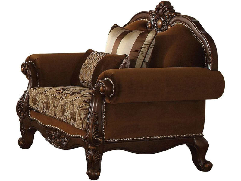 Acme Furniture Jardena Chair with 2  Pillows in Cherry Oak 50657 - Ornate Home