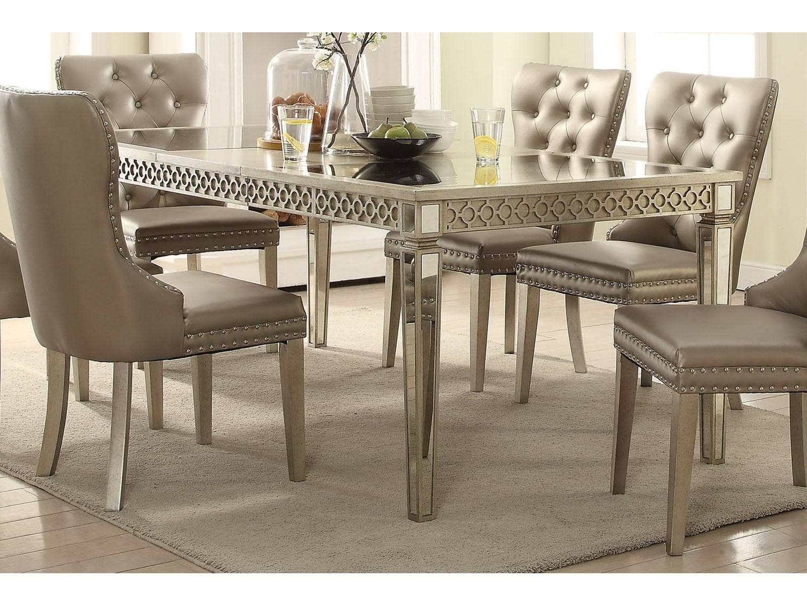 Kacela Dining Table in Mirror and Champagne 72155 - Ornate Home