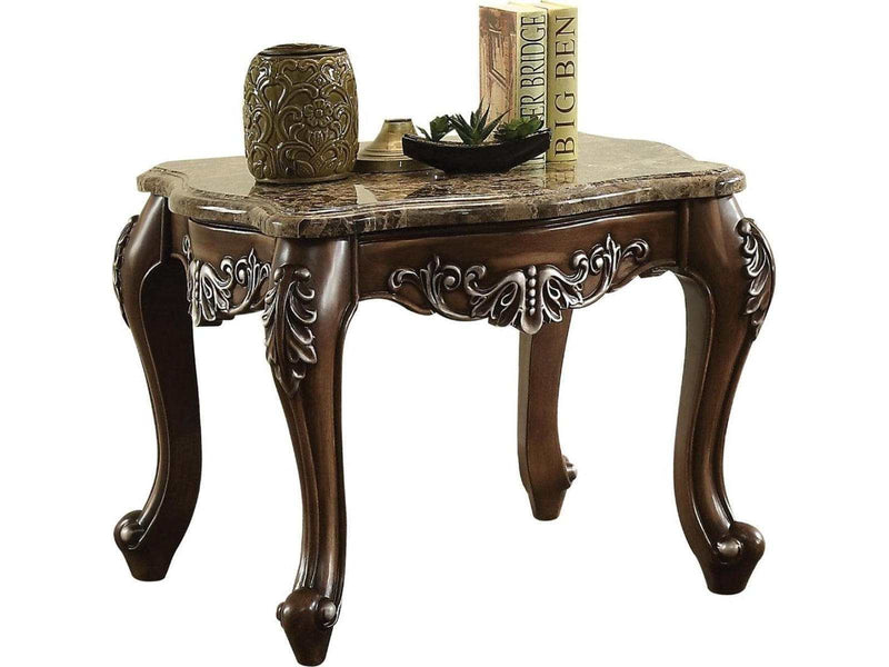 Latisha End Table in Marble/Antique Oak - Ornate Home