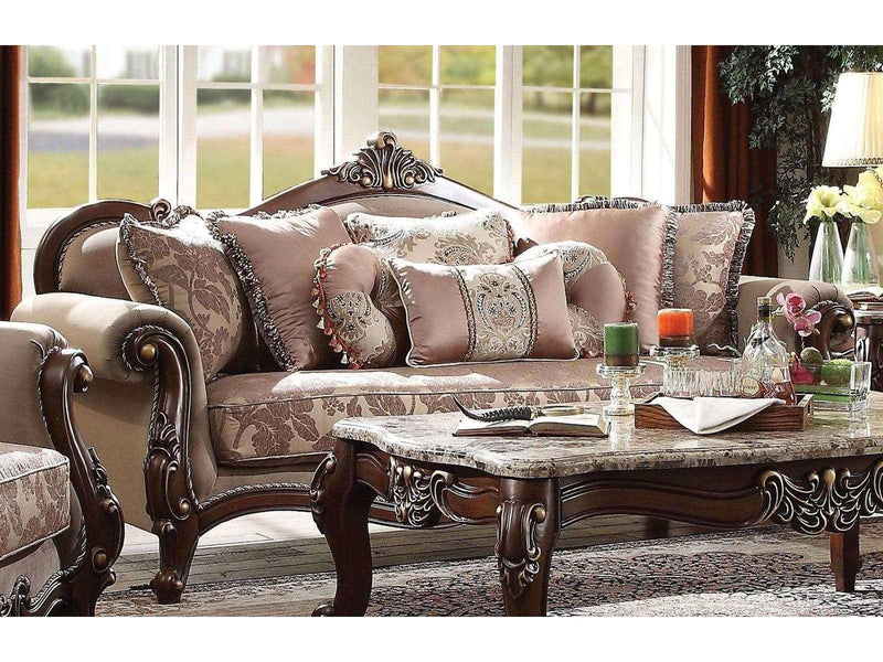 Mehadi Sofa with 8 Pillows in Walnut 50690 - Ornate Home