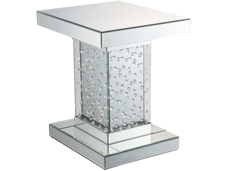 Nysa End Table in Mirrored & Faux Crystals - Ornate Home