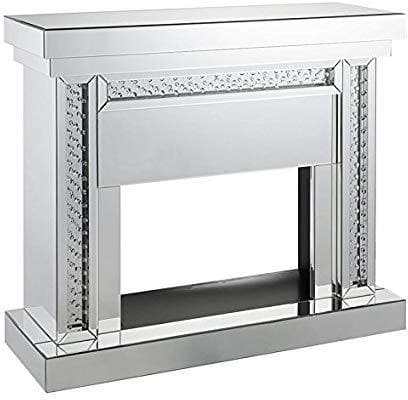 Nysa Mirrored & Faux Crystals Fireplace - Ornate Home