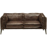 Porchester Distress Chocolate Top Grain Genuine Leather Loveseat - Ornate Home