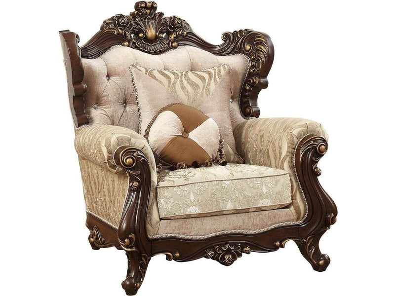Shalisa Chair with 2 Pillows in Walnut - Ornate Home