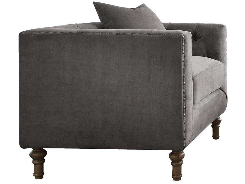 Sidonia Arm Chair in Gray Velvet - Ornate Home