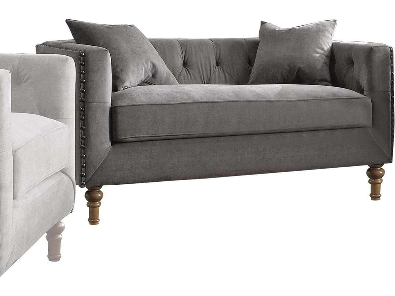 Acme Furniture Sidonia Loveseat in Gray Velvet 53581 - Ornate Home