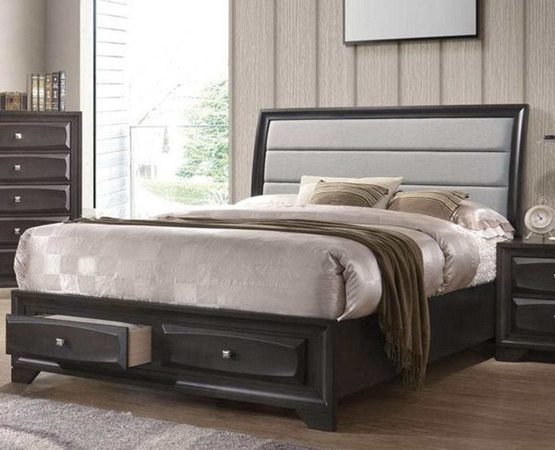 Soteris Queen Sleigh Storage Bed in Gray - Ornate Home
