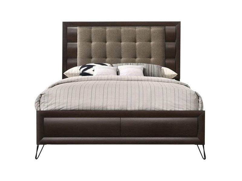 Acme Furniture Tablita Upholstered King Bed in Dark Merlot 27457EK - Ornate Home