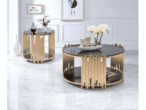 Tanquin End Table in Gold/Black 84492 - Ornate Home