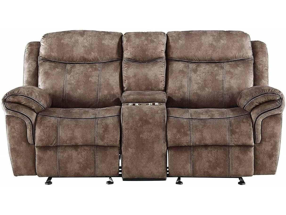 Zubaida Motion Loveseat with Console in 2Tone Chocolate Velvet 55021 - Ornate Home