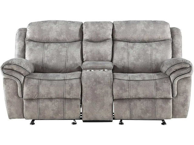 Zubaida Motion Loveseat with Console in 2Tone Gray Velvet 55026 - Ornate Home