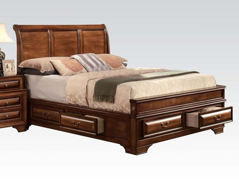 Acme Konane King Sleigh Bed with Underbed Storage in Brown Cherry 20444EK - Ornate Home