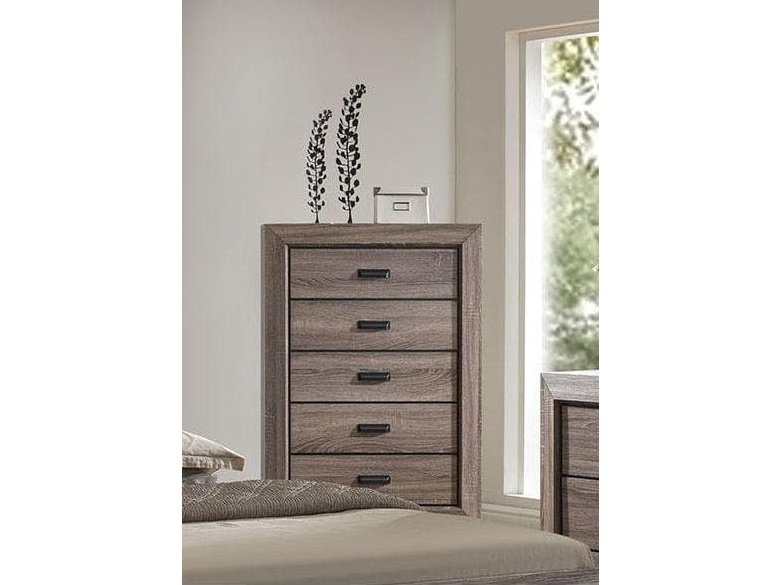 Lyndon 5Drawer Chest in Weathered Gray Grain - Ornate Home