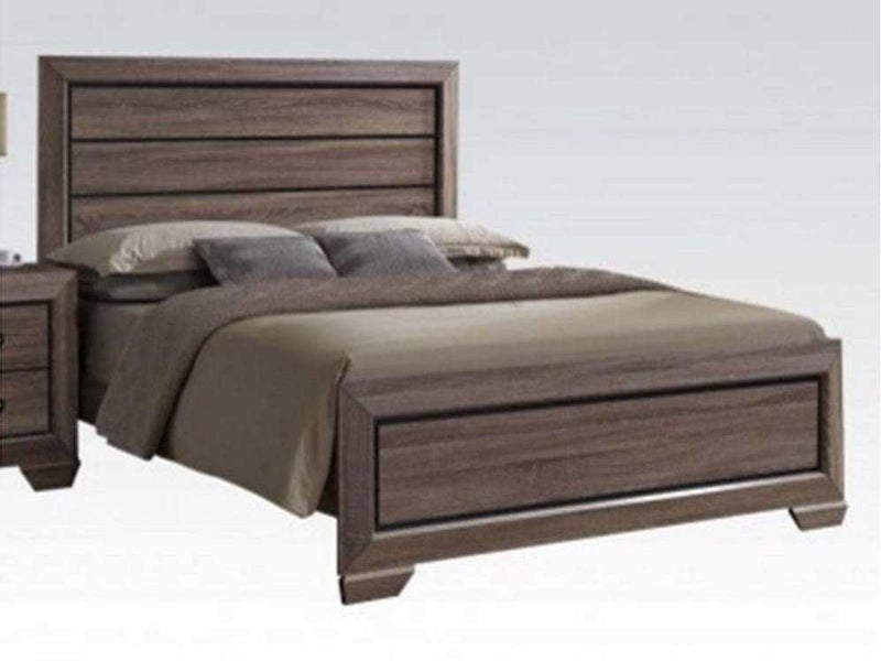 Acme Lyndon Queen Panel Bed in Weathered Gray Grain 26020Q - Ornate Home