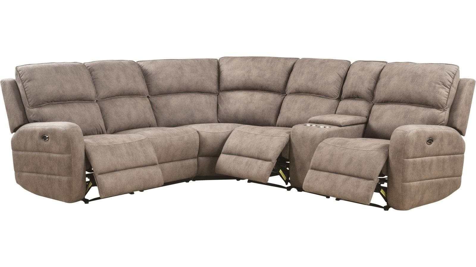 Olwen Power Motion Sectional Sofa in Mocha Nubuck - Ornate Home