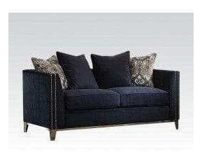 Phaedra Loveseat with 4 Pillows in Blue Fabric - Ornate Home