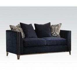 Acme Phaedra Loveseat with 4 Pillows in Blue Fabric 52831 - Ornate Home
