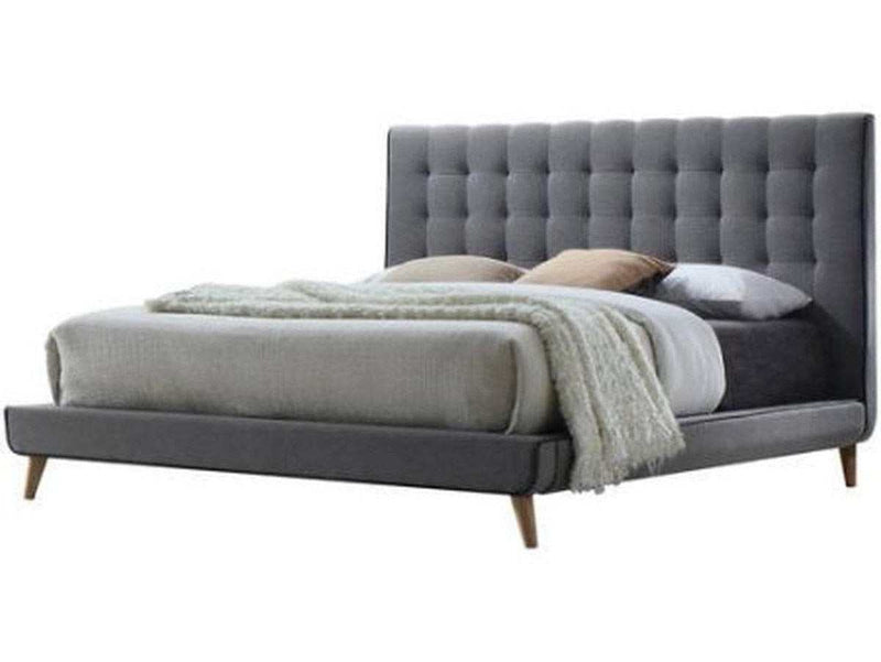 Valda King Upholstered Bed in Gray - Ornate Home