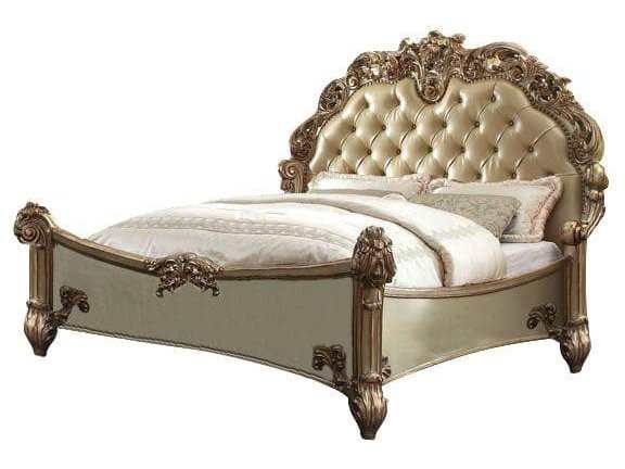 Vendome Button Tufted Cal King Bed in Gold Patina - Ornate Home