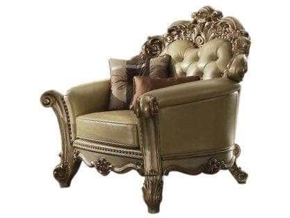 Acme Vendome Chair w/ 2 Pillows in Gold Patina 53002 - Ornate Home