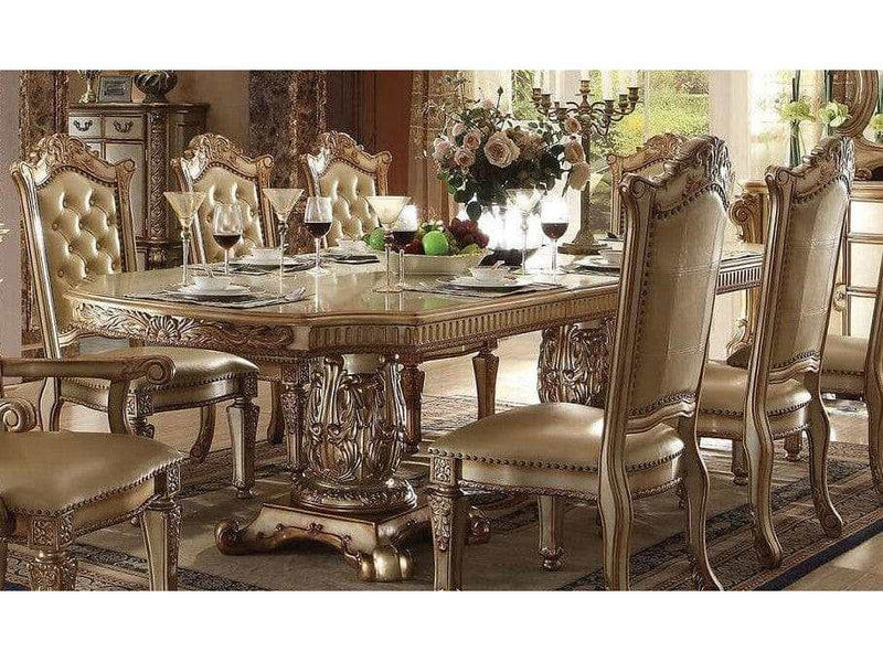 Acme Vendome Double Pedestal Dining Table in Gold Patina 63000 - Ornate Home
