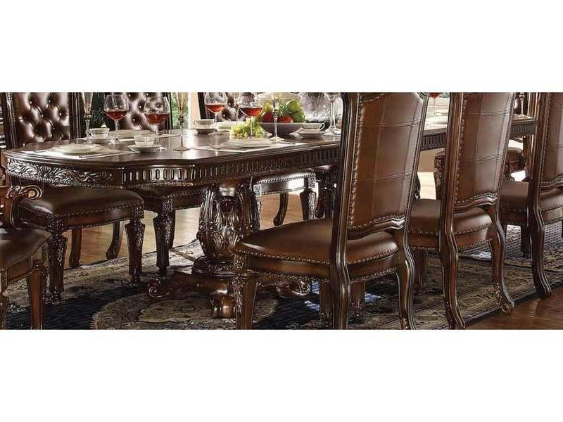 Acme Vendome Double Pedestal Dining Table with Two Leaves in Cherry 62000 - Ornate Home