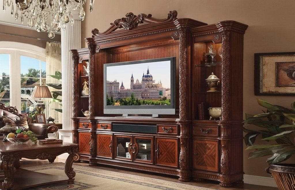 Vendome Entertainment Center in Cherry - Ornate Home