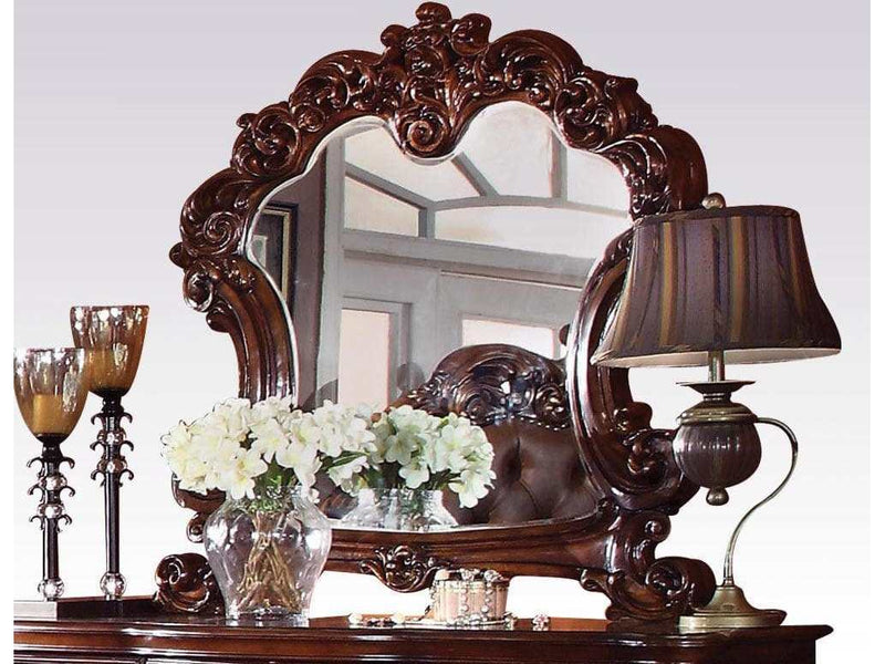 Acme Vendome Landscape Mirror with Intricate Details in Cherry 22004 - Ornate Home