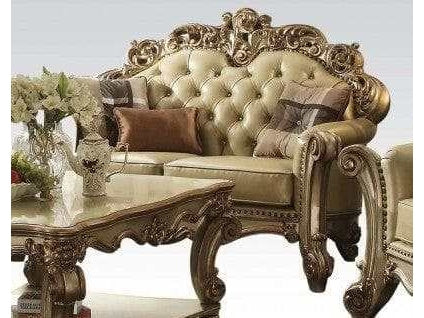 Vendome Loveseat w/ 3 Pillows in Gold Patina - Ornate Home