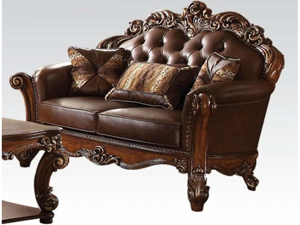 Vendome Loveseat with 2 Pillows in Cherry - Ornate Home