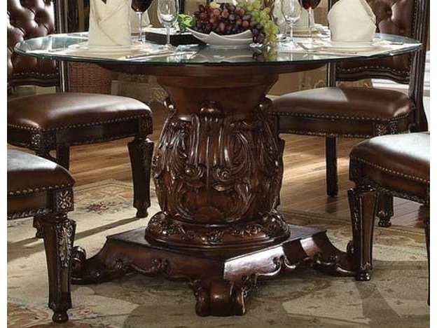 Vendome Dining Table w 54" Glass Top in Cherry - Ornate Home