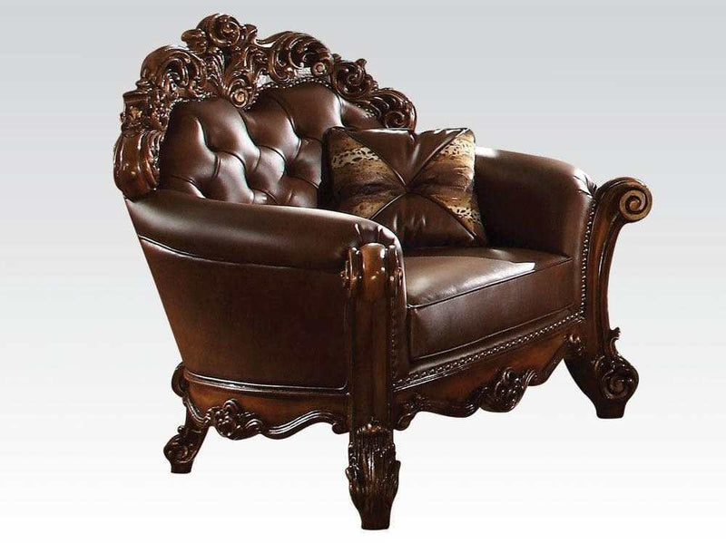 Acme Vendome Upholstered Chair with 1 Pillow in Cherry 52003 - Ornate Home