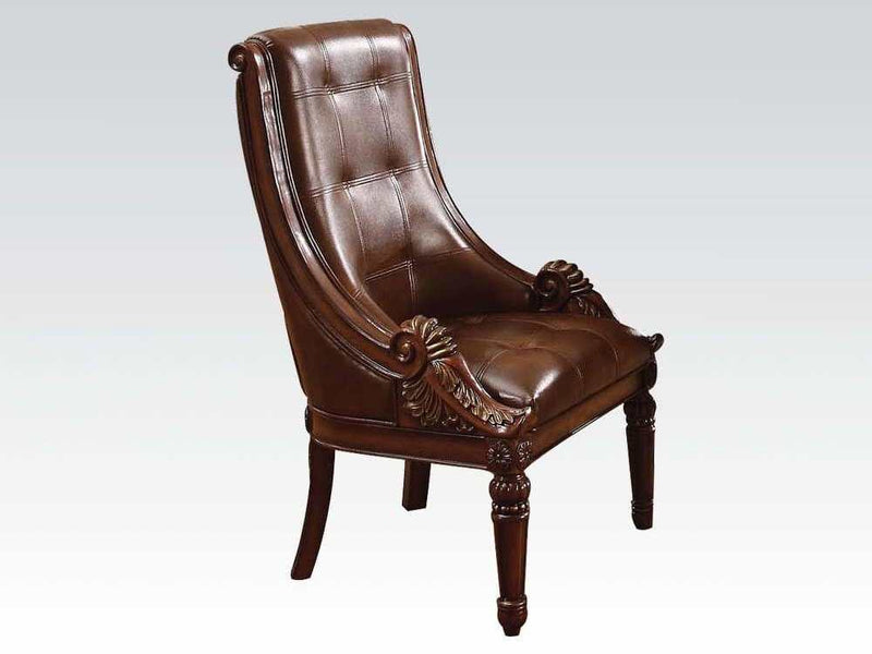 Acme Winfred Tufted Back Sleigh Side Chair in Cherry 60077 - Ornate Home