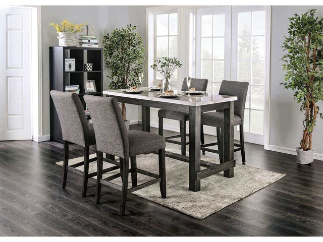 Brule White Antique Black Gray 5pc Dining Room Set - Ornate Home