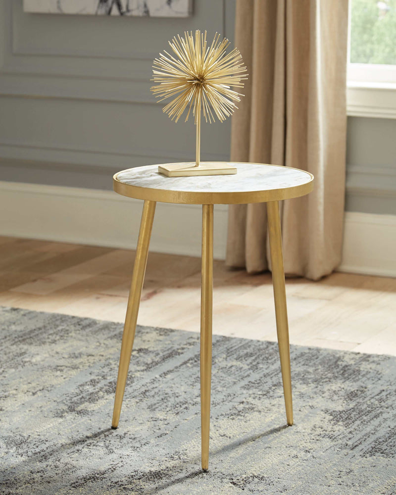 Ada - White & Gold - Round Accent Table - Ornate Home