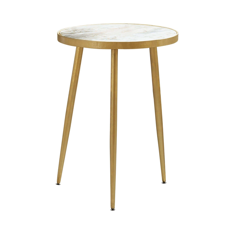 Ada White & Gold Round Accent Table - Ornate Home