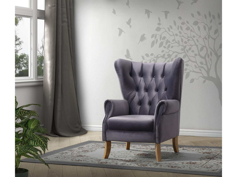 Adonis Gray Velvet Accent Chair - Ornate Home