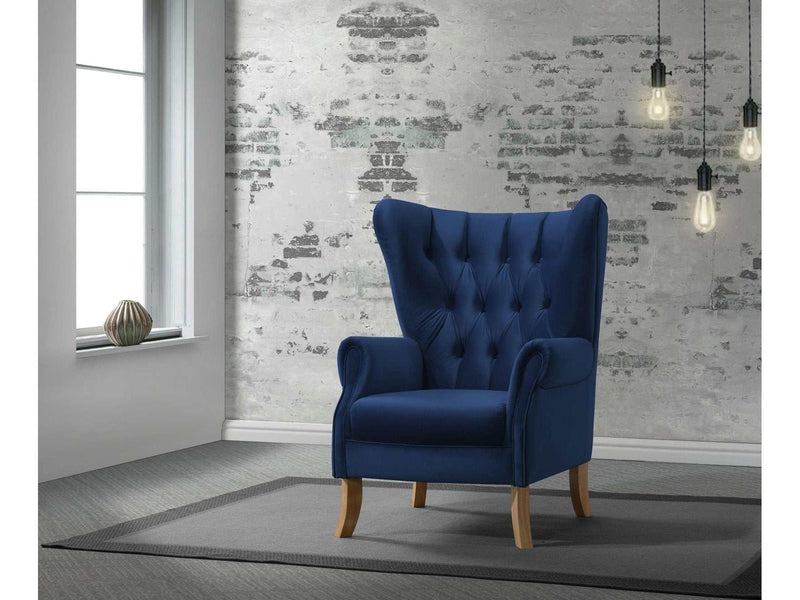 Adonis Navy Blue Velvet Accent Chair - Ornate Home