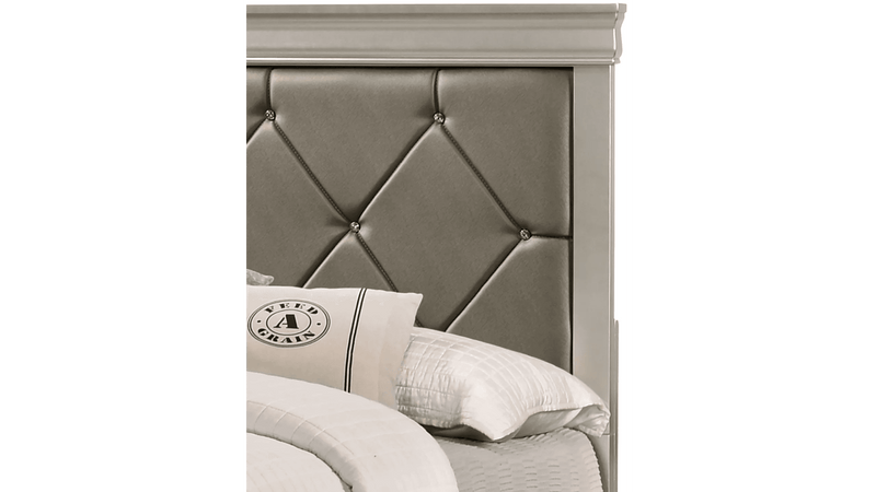Amalia Champagne / Silver Queen Panel Bed - Ornate Home